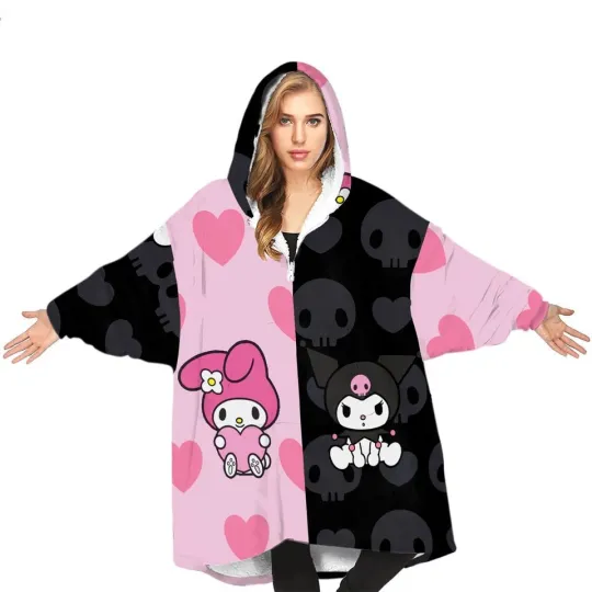 Personalized Melody and Kuromi Blanket Hoodies for Friends and Kids