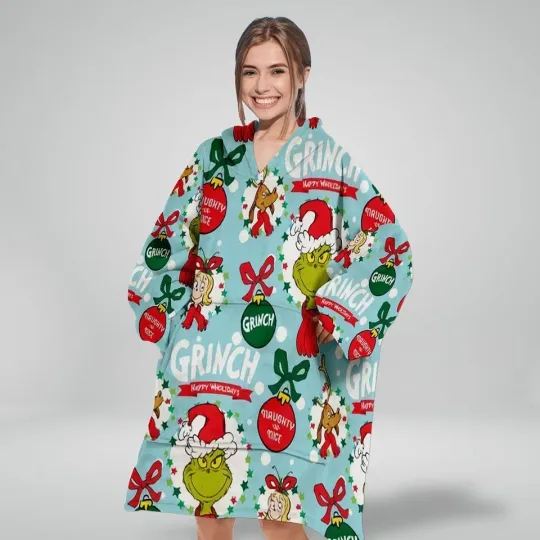 Discover Grrrin Blanket Hoodie, Christmas Grin Blanket Hoodie Kids, Size One Size