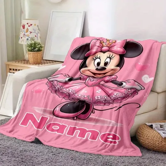 Discover Personalized Beautiful Minnie Mouse Pose Christmas Gift Pink Themed Blanket