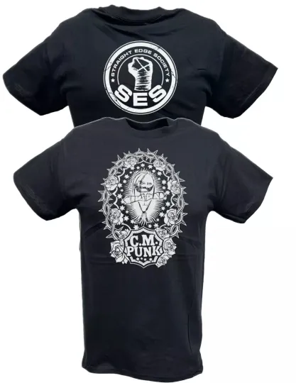 Wrestling Entertainment CM Punk Straight Edge Society SES Mens Black T-shirt