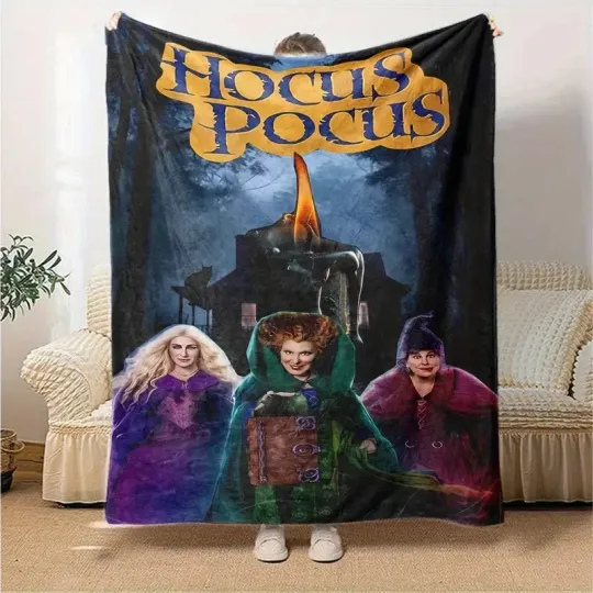 Hocus Pocus Bad Witches Sanderson Sisters Spooky Halloween Night Blanket