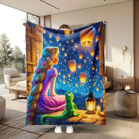Tangled Rapunzel Princess And Pascal Lantern Go Live Your Dream Blanket
