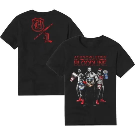 Wrestling Entertainment ROMAN REIGNS THE BLOODLINE “ACKNOWLEDGE THE BLOODLINE” BLACK T-SHIRT