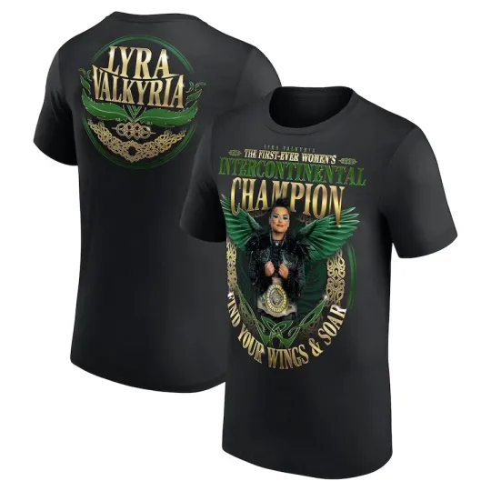 Wrestling Entertainment Lyra Valkyria Black T-Shirt , Intercontinental Champion