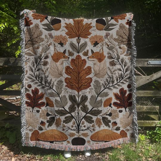 Fall Woven Blanket, Autumn Tapestry, Gift For Her, Dark Cottagecore Decor, Cozy Blanket, Halloween Blanket, Thanksgiving Blanket, Fall Gift