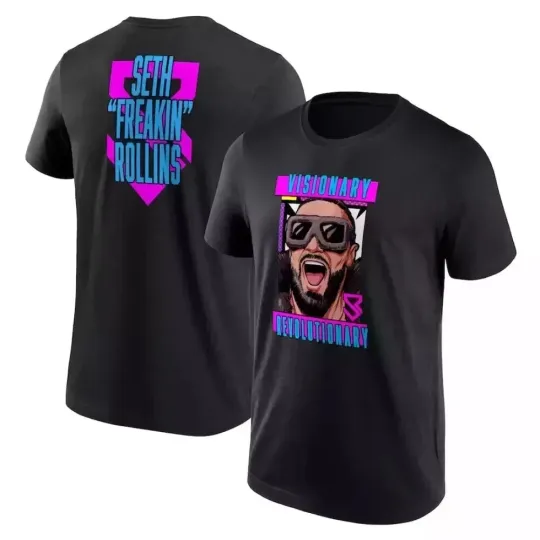 Wrestling Entertainment Seth Rollins Black T-Shirt , Visionary Revolutionary S-5XL