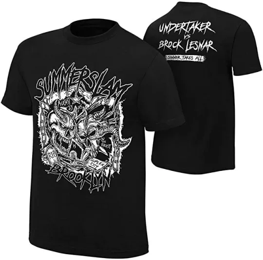 Wrestling Entertainment Undertake VS BROCK LESNAR SUMMERSLAM 2015 BLACK T-SHIRT