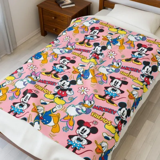 Mickey & Friends Fan Gift Best Friends Stick Together Fleece & Sherpa Blanket