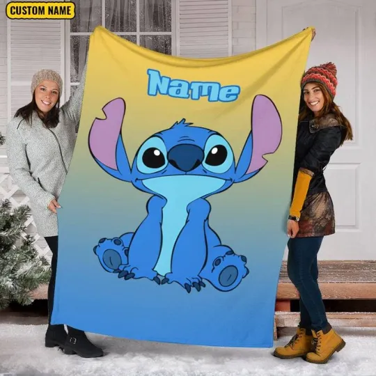 Personalized Lilo And Stitch Cartoon Ohana Means Family Stitch Fan Gift Blanket