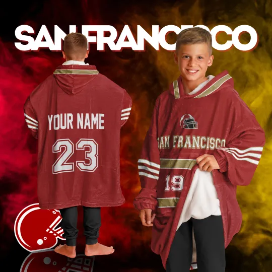 Discover Personalized San Francisco Unisex Kids Hoodie Blanket Football Wearable Blanket