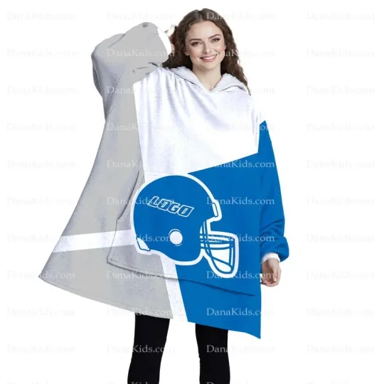Custom Detroit Football Team Blanket Hoodies, Personalized Name Number Oversized