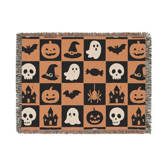 Discover Spooky Halloween Woven Blanket - Classic Fall Decor - Cozy Throw Blanket