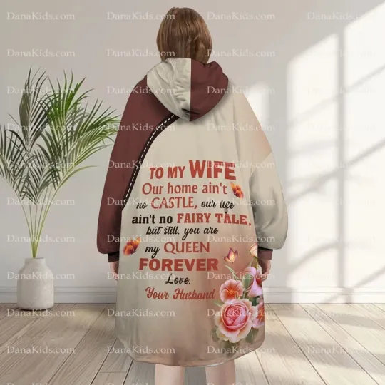 Discover Personalized Floral To My Wife Blanket Hoodie, Custom Valentine Blanket Hoodie