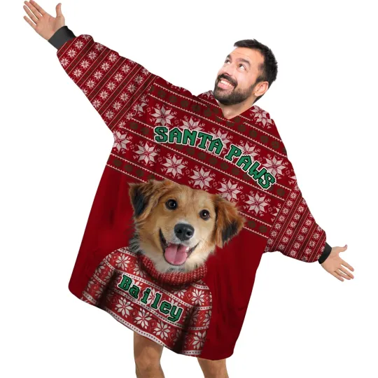 Discover Personalized Pet Blanket Hoodies,Christmas Dog Cat Photo Wearable Blanket Hoodie
