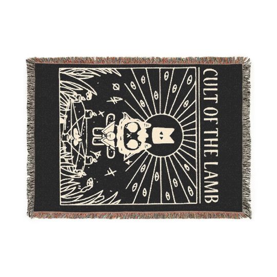 Cult of the Lamb Halloween Woven Blanket, Halloween Tapestry, Spooky Throw, Satanic Ritual Decor, Cozy Witchcraft Blanket, Occult Home Decor