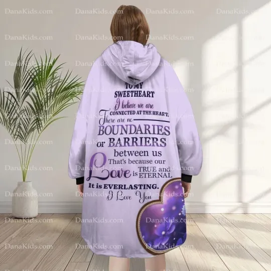 Discover Personalized Sweetheart Blanket Hoodie, Custom Heart Love Message Blanket Hoodie