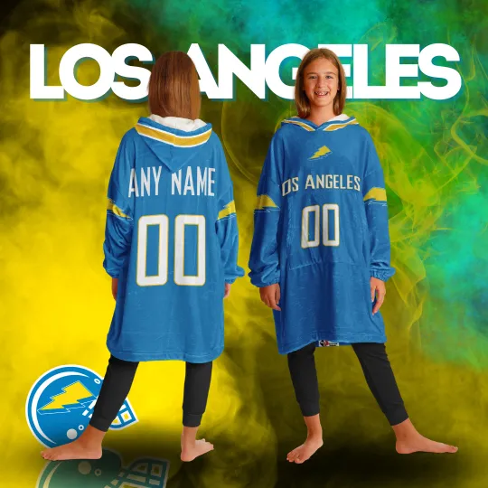 Discover Personalized Los Angeles Unisex Kids Hoodie Blanket | Football Wearable Blanket