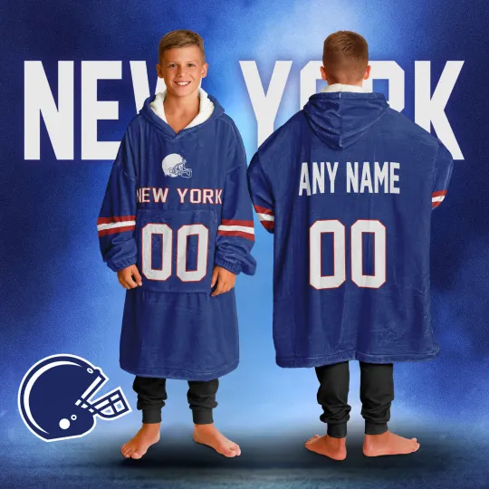 Discover Personalized New York Unisex Kids Hoodie Blanket | Football Wearable Blanket