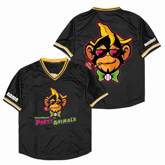 Discover Custom V-neck Baseball Jersey Savannah Party Animals T-shirt S to 5Xl US1277