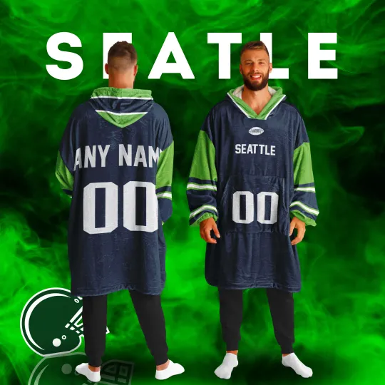 Discover Personalized Seattle Unisex Adult Hoodie Blanket | Football Wearable Blanket