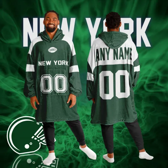 Discover Personalized New York Unisex Adult Hoodie Blanket | Football Wearable Blanket
