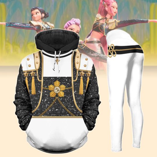 Mira Demon Hunters Black Gold Costume Hoodie, Mira Kpop Cosplay Costume, Mira Women Leggings, Huntrix Kpop Movie Outfit, Halloween Gift