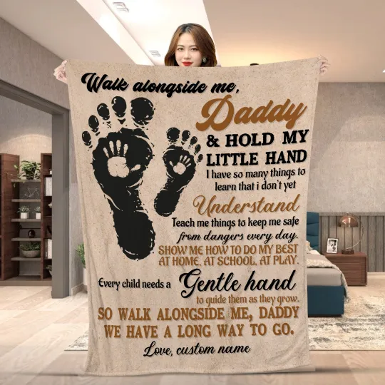 Discover Walk Along Side Me Daddy Customized Blanket For Dad Daddy From Kids Son