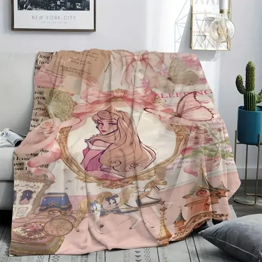 Discover Vintage Aurora Princess Magical Mirror Coquette Bow Sleeping Beauty Blanket