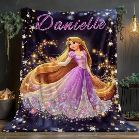 Discover Personalized Rapunzel Princess Tangled Cloudy Hair Sparkle Princess Blanket