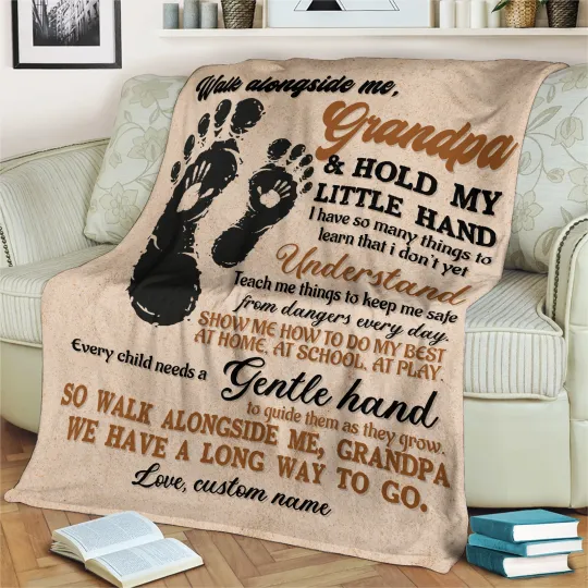 Discover Walk Along Side Me Grandpa Customized Blanket For Grandpa From Kids Grandson