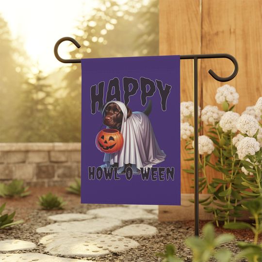 Chocolate Lab Halloween Garden Flag, Halloween Flag, Halloween Decor, Outside Decor, Labrador Retriever, Lab Mom Gift, Lab Yard Sign