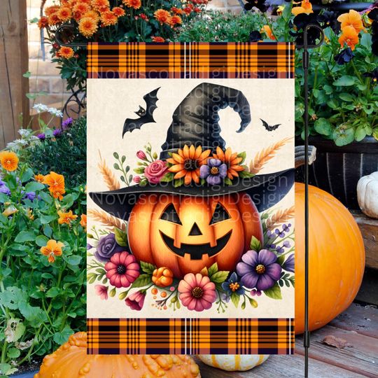 Discover 12x18 Garden Flag Sublimation Design, Sublimation Flag, Halloween Flag, Fall Pumpkin, Yard Flag, Digital Design, PNG