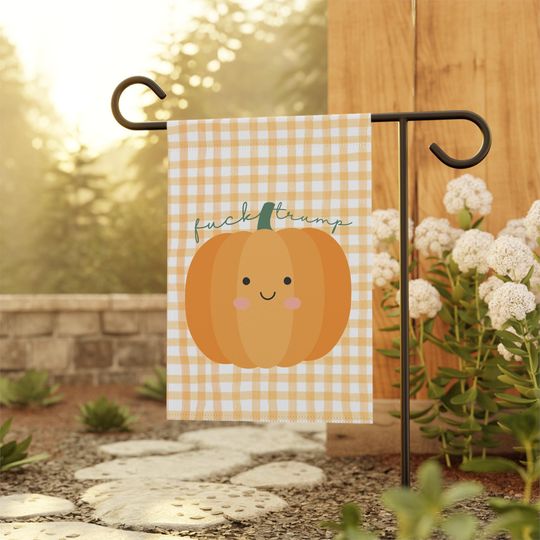 Discover F*ck Trump Autumn Pumpkin Garden Flag, Liberal Fall Decor, Anti MAGA Outdoor Banner, Anti Trump Fall Decor, Thanksgiving Garden Sign