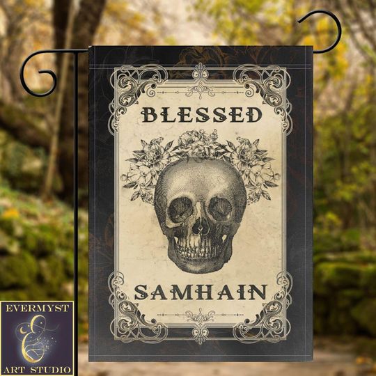 Blessed Samhain Garden Flag - Pagan Witch Samhain Decorative Banner Flight Sign