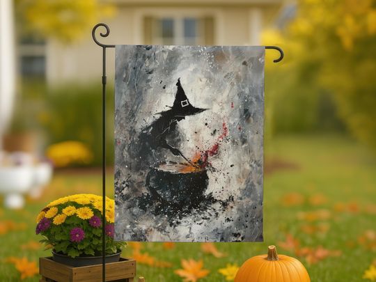 Discover Halloween Garden Flag, Statement Flag for Front Lawn, Garden Decor, Halloween Garden Banner, Spooky Garden Decor, Halloween Party Decoration