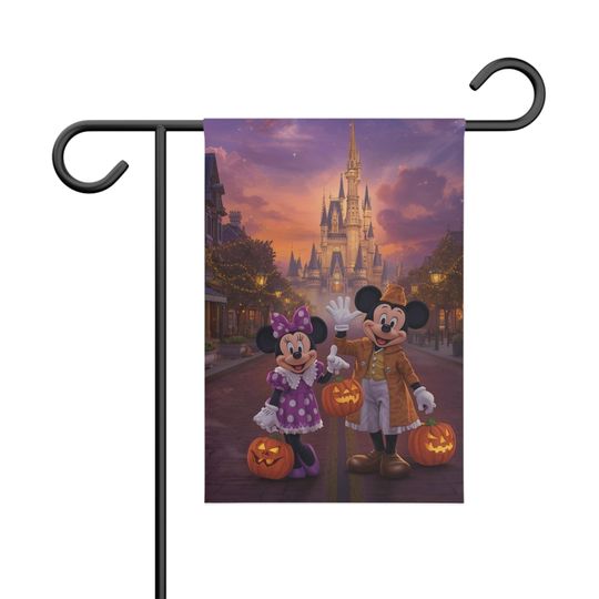 Mickey Halloween Garden Flag, Vintage Disney Pumpkin Yard Flag, Minnie Mouse Outdoor Halloween Decor, Spooky Fall House Banner