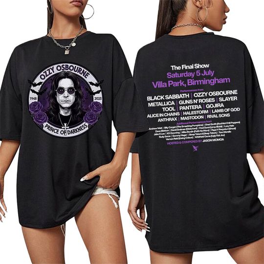 Discover British Rock Ozzy Osbourne Album 2025 Tour Tee Shirt Men's Hip Hop Gothic Short Sleeve T-shirts Fashion High Quality Cotton Tees