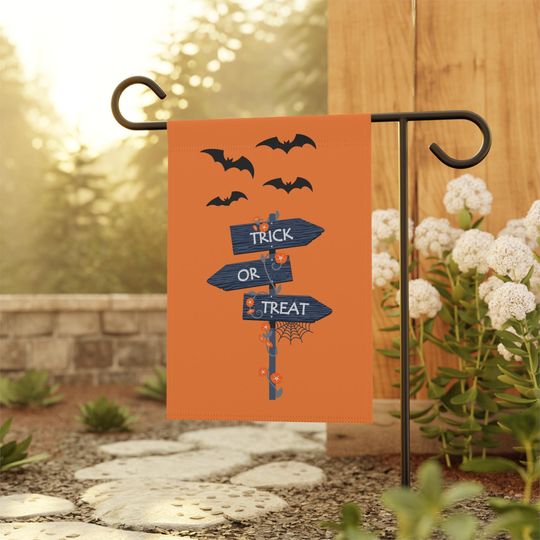 Halloween Garden Banner, Trick or Treat Flag, Seasonal Yard Decor, Fall Home Decoration, Spooky Outdoor Sign