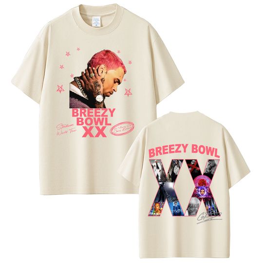 Rapper Chris Brown Breezy Bowl XX 2025 Tour T Shirt Men Women Hip Hop Fashion Pop Music  T-shirts Casual Cotton Vintage T-shirt