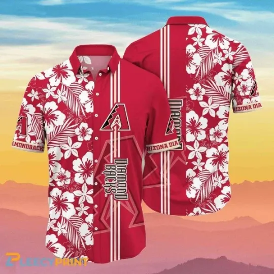 Discover Arizonna Diamondbacks MLB Hibiscus Flower Red Hawaiian Shirt Summer