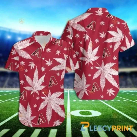 Discover Diamondbacks Hawaiian Shirt, Arizonna Diamondbacks Weed Pattern Hawaiian Shirts