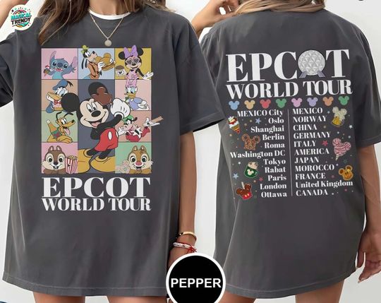 Discover Disney Epcot World Tour Comfort Colors Shirt, Drink Around The World Traveler 2 Sided Shirt, Disney Family Matching Tee, Disney Trip Gifts