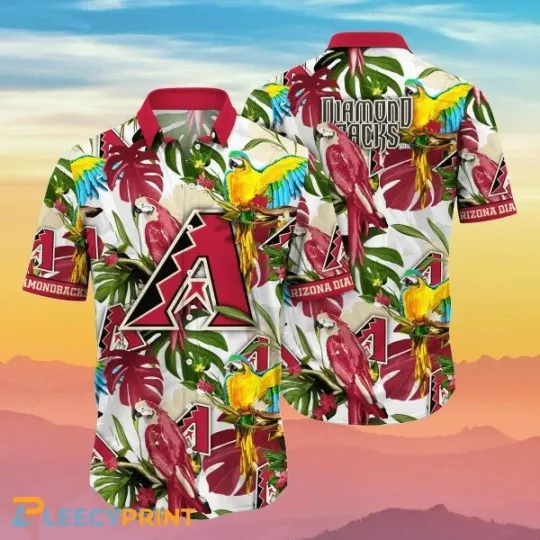 Arizonna Baseball Flower Parrot Hawaiian Shirt, Gift for Fan