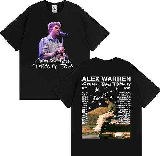 Discover Alex Warren Cheaper Than Therapy Tour 2025 T-shirts Men's Clothing Hip Hop Punk Oversized T Shirt Casual Comfort O-Neck T-shirt