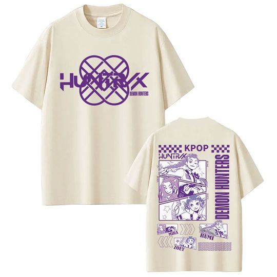 Discover Movie KPop Demon Hunters Rumi Mira Zoey T-shirts Fashion Hip Hop Harajuku T-shirt Men Women High Quality Cotton Oversized Tshirt