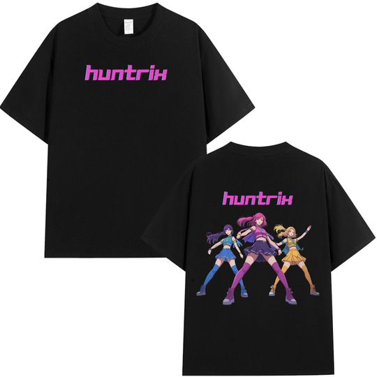 KPop Huntrix Anime Girls Demon Hunters Funny TShirt Men Women Fashion T-shirt Short-sleeved Aesthetic Cotton T-shirts Streetwear