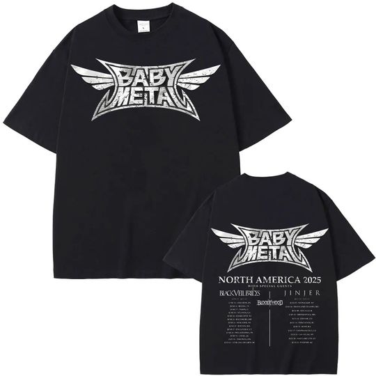 Babymetal North America Tour 2025 T-shirts Vintage Babymetal Japan Metal Rock Band Tshirts Men Women's Pure Cotton Tees Harajuku