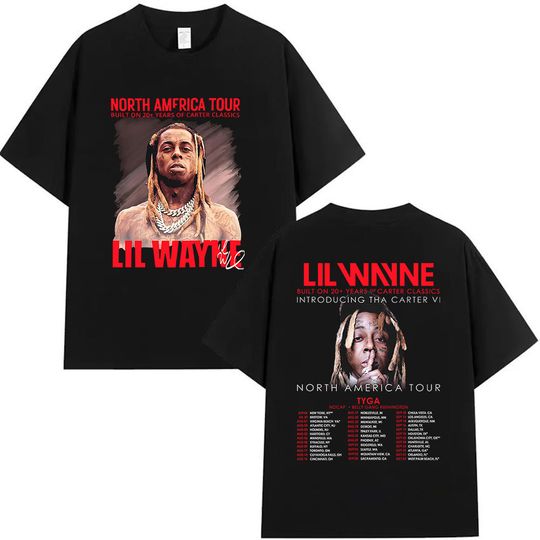 Rapper Lil Wayne Tha Carter VI Tour 2025 t shirt North America Hip Hop Short Sleeve T-shirts Men's punk Oversized Cotton t-shirt