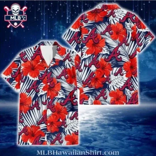 Discover Red Hibiscus Bloom Atlanta Braves Tropical Hawaiian Shirt Size S-5XL