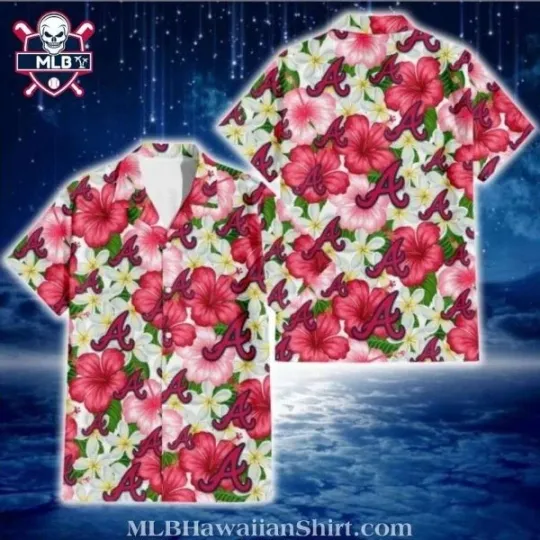 Discover Vibrant Red Floral Atlanta Braves Tropical Hawaiian Shirt Size S-5XL